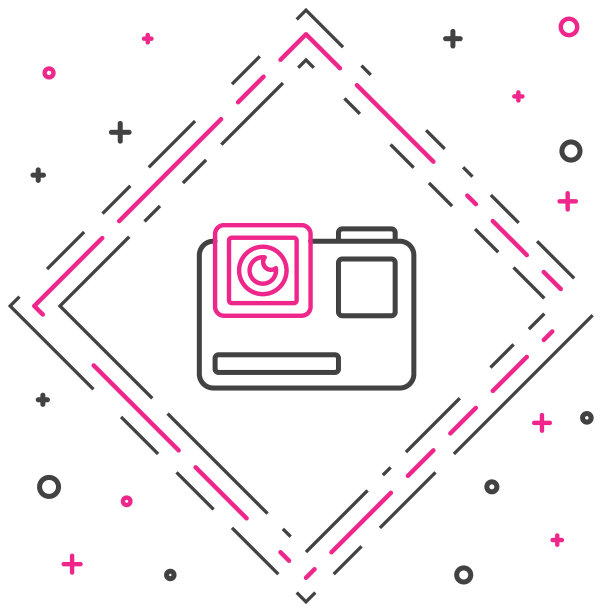 线行动极端相机图标孤立在白色背景。拍摄极限运动的摄像机设备。色彩斑斓的轮廓的概念。矢量图图片下载