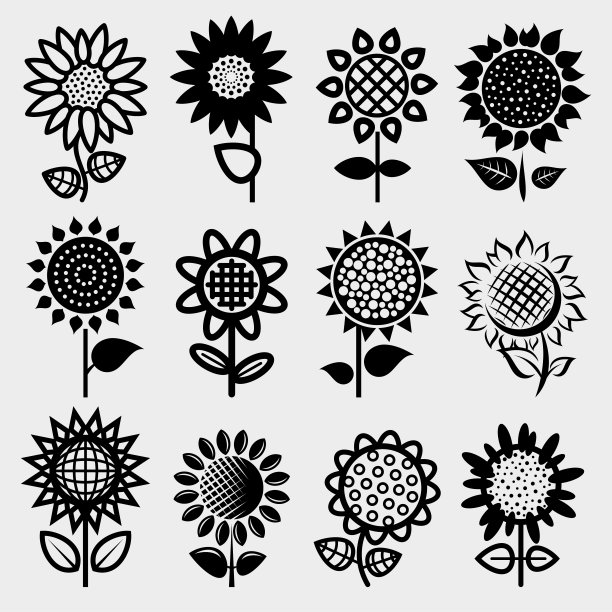 向日葵。收藏图标向日葵。向量图片下载