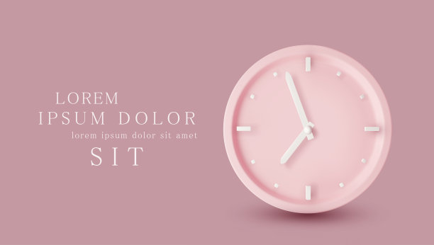 带有3d对象的矢量插图。粉红色表盘和白色指针。粉红色背景上的隔离。极简的蜡笔模板网站设计，传单，卡片，横幅，广告。图片下载