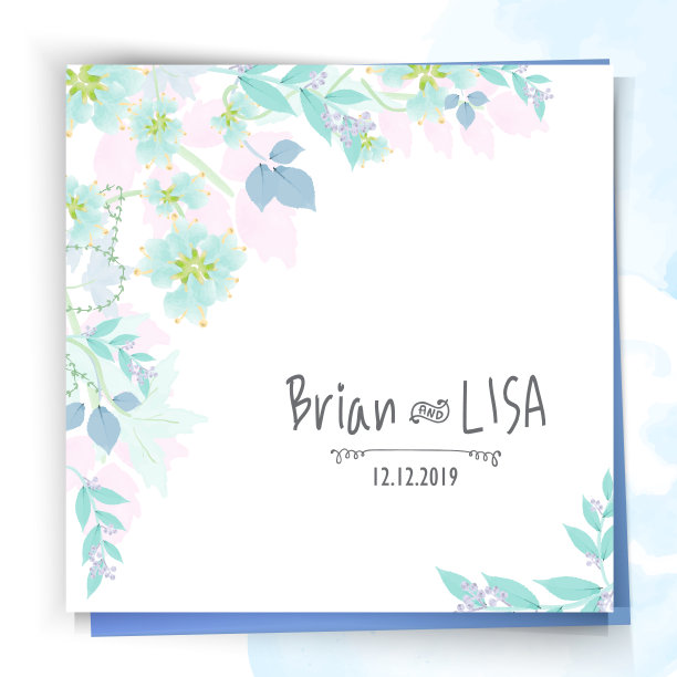 复古花贺卡花框架在水彩风格图片下载