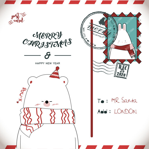 为圣诞节画可爱的动物图片下载