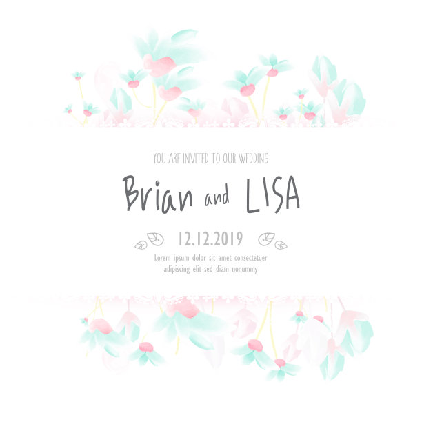 复古花贺卡花框架在水彩风格图片下载