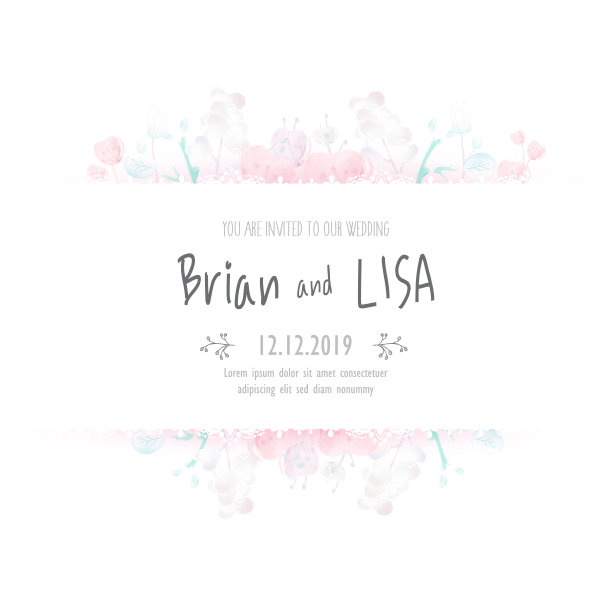 复古花贺卡花框架在水彩风格图片下载