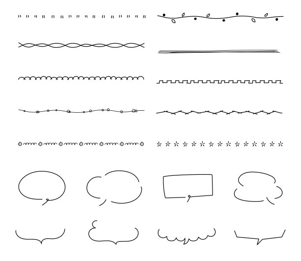 收集手绘边界，分隔和讲话气泡。图片下载