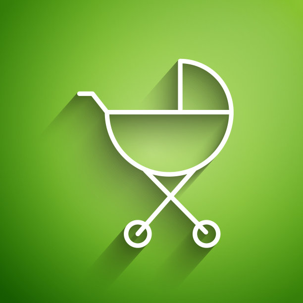 白线bastroller图标隔离在绿色图片下载