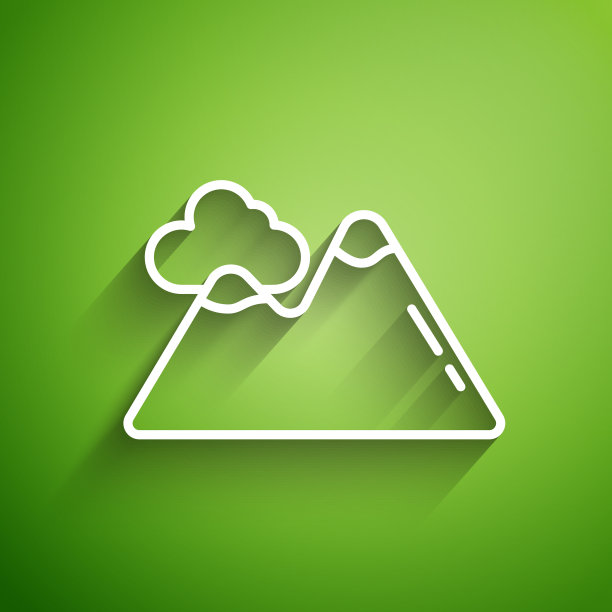 白线山图标孤立在绿色图片下载