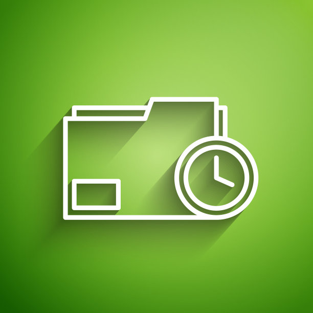 带有时钟图标的白线文件夹图片下载