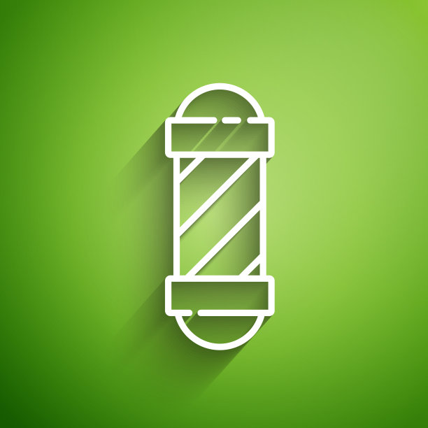 白线经典理发店标杆孤立图标图片下载