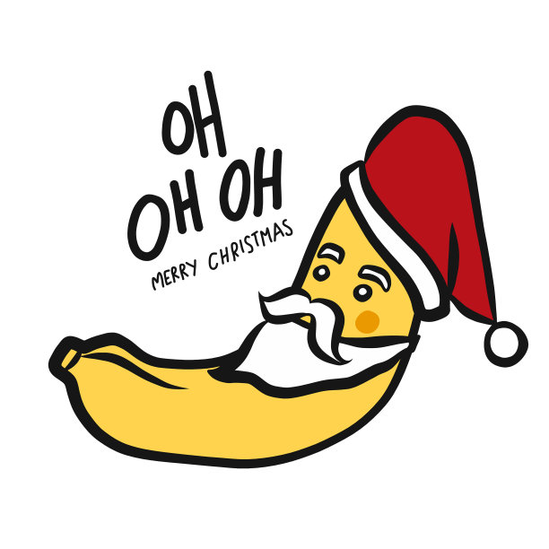 圣诞香蕉哦哦哦可爱的卡通涂鸦图片下载