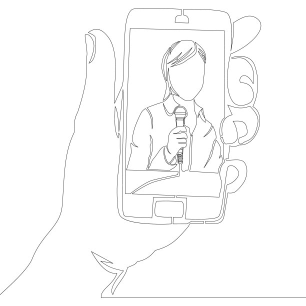 连续一行画新闻呈现概念图片下载