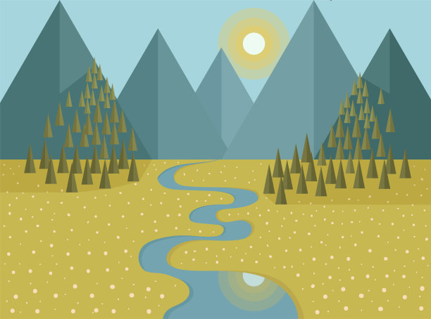 平模板与山山谷。素材图片