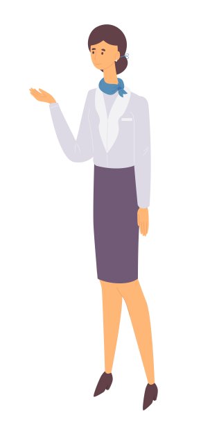 年轻女子在机场或火车服务制服等距。信息柜台字符微笑。图片下载