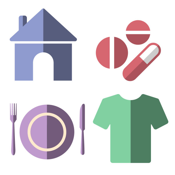 4个基本的人类需要平面图标设置图片下载