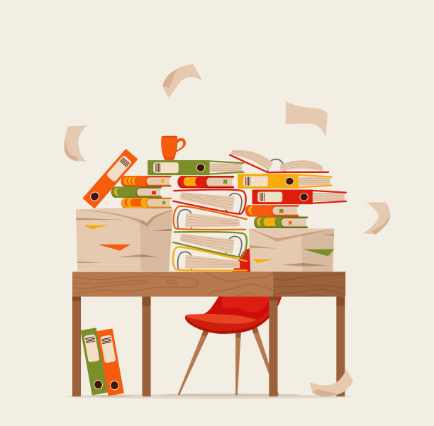 办公室工作场所室内卡通设计。图片下载