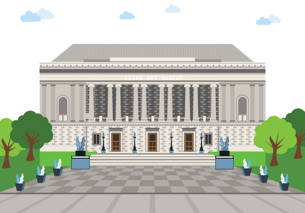 亚洲艺术博物馆门面股票插图图片下载