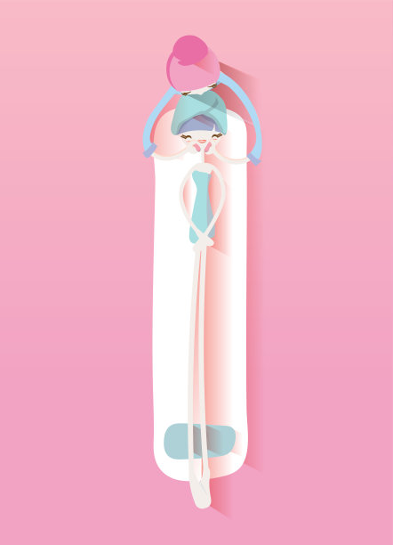 美丽的女孩在皮肤护理集。图片下载