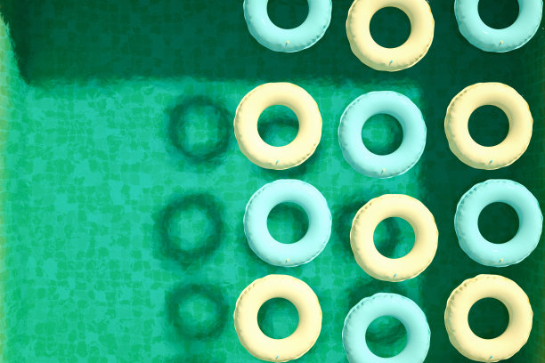 夏季概念与游泳池，鸟瞰图图片下载