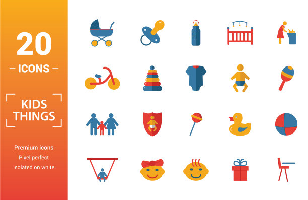 儿童职员图标集包括创意元素图片下载