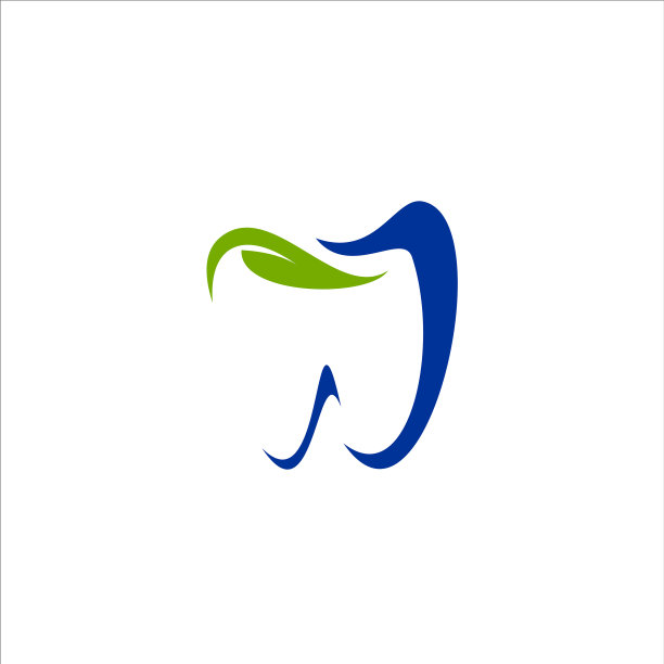概念牙科和叶子标志设计图片下载