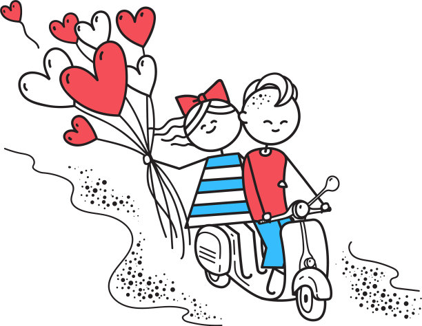 女孩和男孩摆脱了汽油助力车与球图片下载