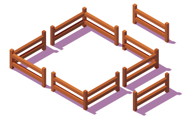 木制的等距围栏3d逼真的图标图片下载