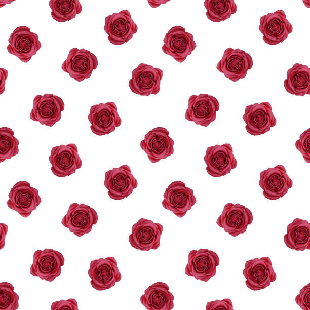 无缝图案的红玫瑰在一个白色的背景。三维演示图片下载