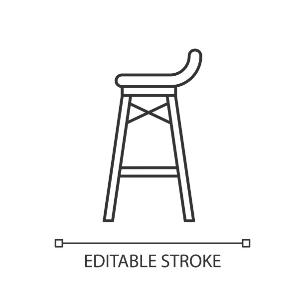 酒吧凳像素完美线性图标。细线可定制的插图。夜总会、饮酒场所、酒吧家具的轮廓符号。矢量孤立轮廓绘制。可编辑的中风图片下载