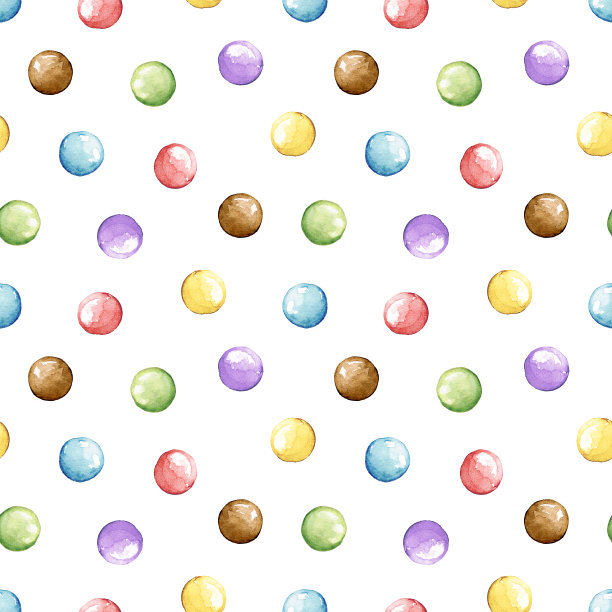 水彩无缝图案与彩色糖衣糖果图片下载