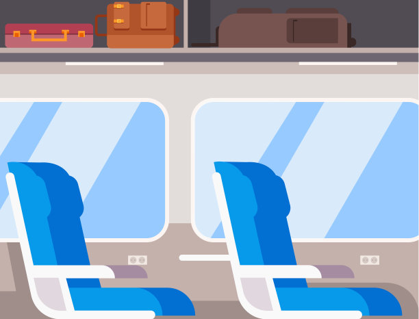 列车内部铁路概念。矢量平面卡通图形设计插图图片下载