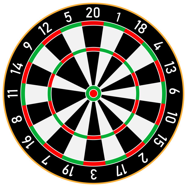 经典的飞镖板和飞镖箭孤立在白色的背景。图片下载