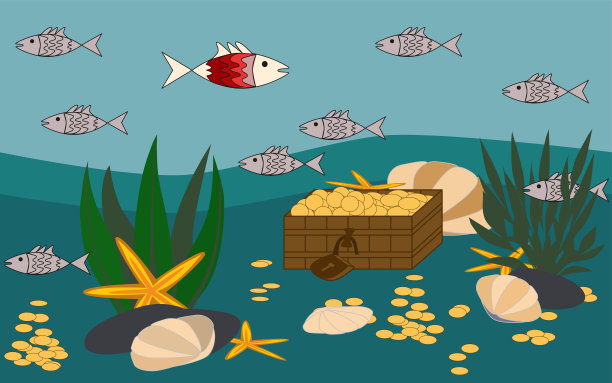 矢量插图海洋世界。无缝bordter。图片下载