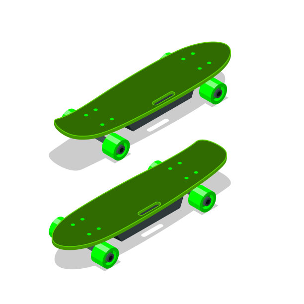 等距电动滑板或长板隔离在白色。图片下载