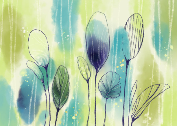 自然叶艺术插画图片下载