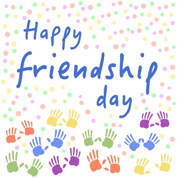 五彩缤纷的友谊天掌纹，美丽的风格。派对概念平面背景，壁纸。插图。孤立向量符号符号。向量卡片,旗帜。国际友谊平面插图。图片下载