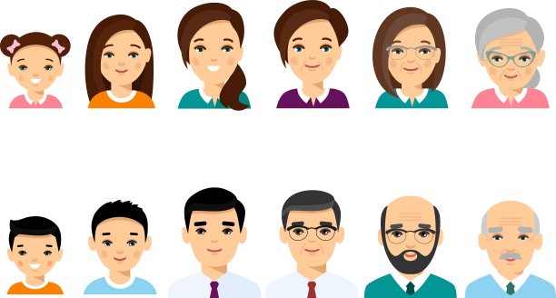 人生的发展阶段——婴儿期、儿童期、青年期、成熟期、老年期图片下载