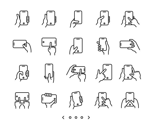 手持和使用智能手机线图标设置图片下载