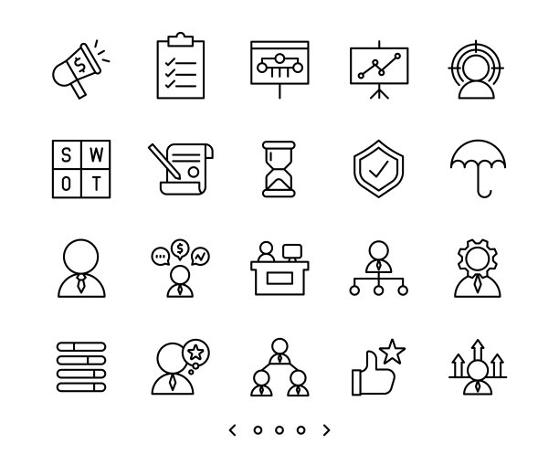 商业和商人线图标设置图片下载