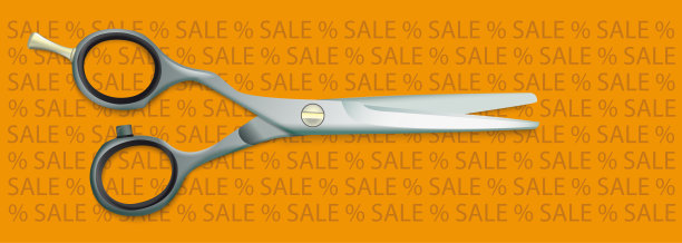 剪刀百分比出售文本橙色标题图片下载