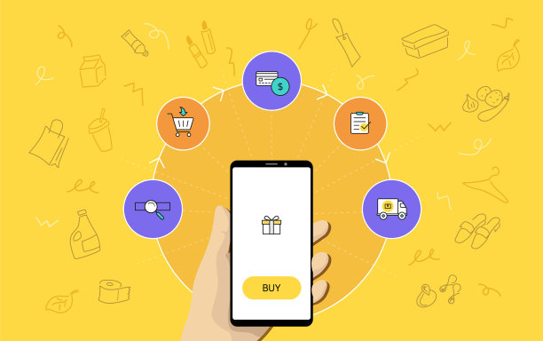网上购物的步骤矢量插图图片下载