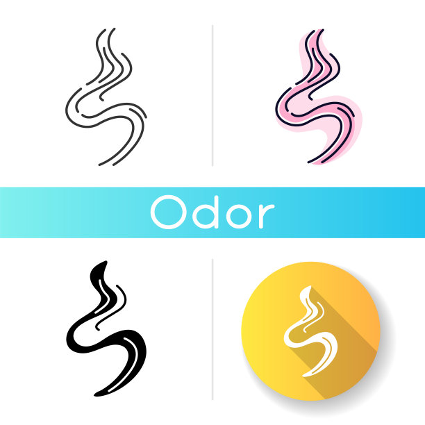 气味图标。好味道。香气袅袅，香气飘逸。芳香的香味。烟冒出来，蒸汽卷起，蒸发。线性黑色和RGB颜色样式。孤立的矢量插图图片下载