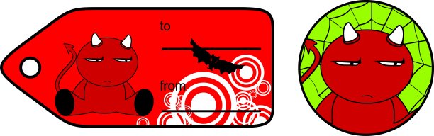 有趣的恶魔卡哇伊卡通copyspace图片下载