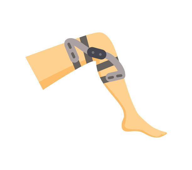 腿部固定器对受伤的腿部矢量插图图片下载