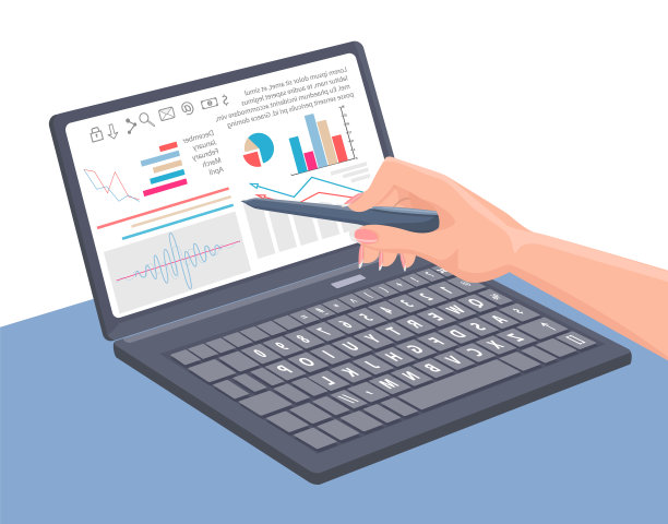 图表收集在笔记本电脑矢量插图图片下载