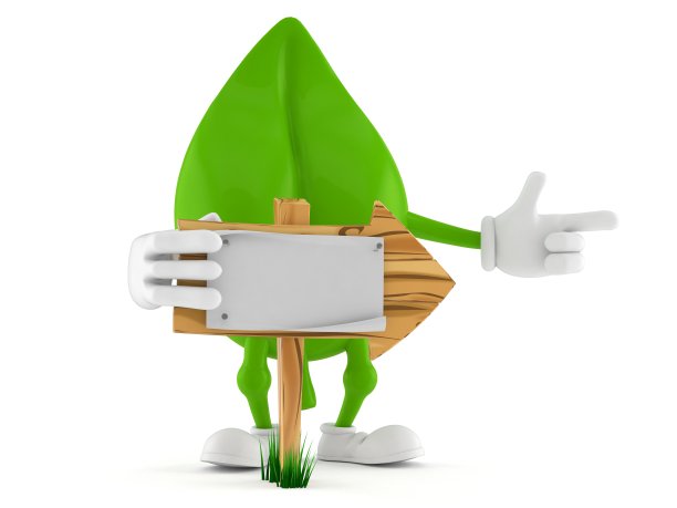 叶字与木箭头标志图片下载