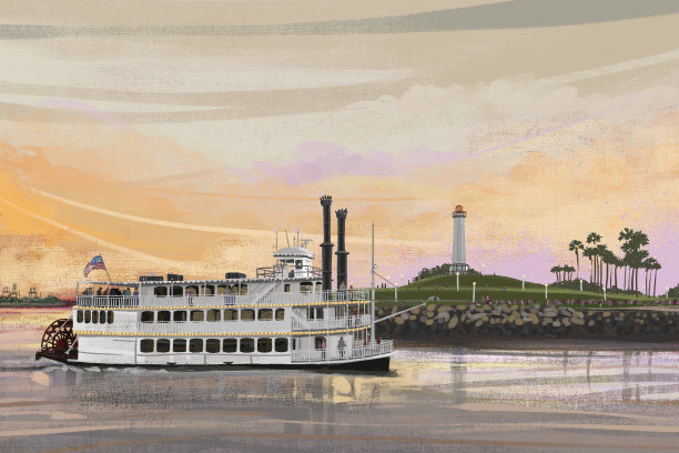 长滩港灯塔图片下载