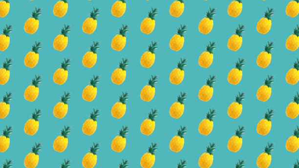 水彩图案的新鲜菠萝水果图片下载