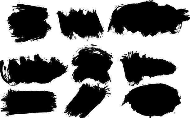 采购产品一套黑色的笔触，油漆，墨水，垃圾，刷子，线条。肮脏的艺术元素，盒子，框架。徒手画。图片下载