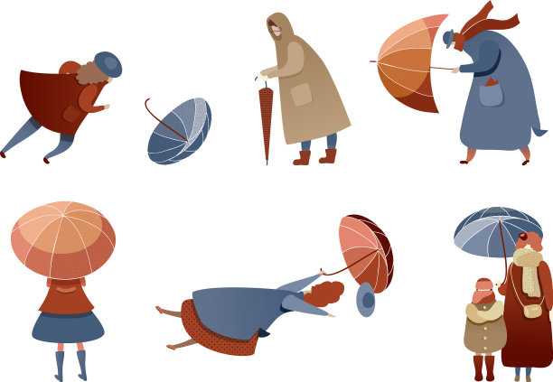 人物行走在刮风下雨的日子里图片下载