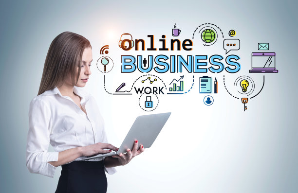 拿着笔记本电脑的女人，网上的商业偶像图片下载