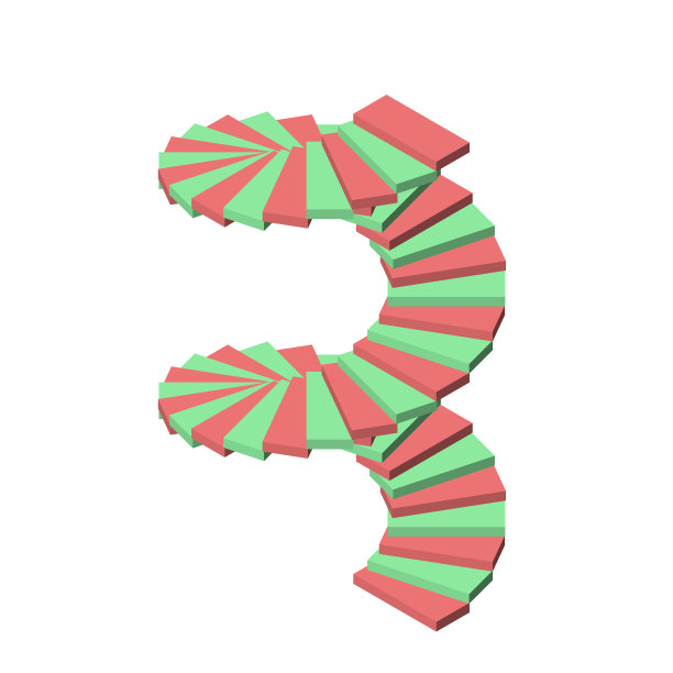 螺旋楼梯孤立在白色背景3d图片下载